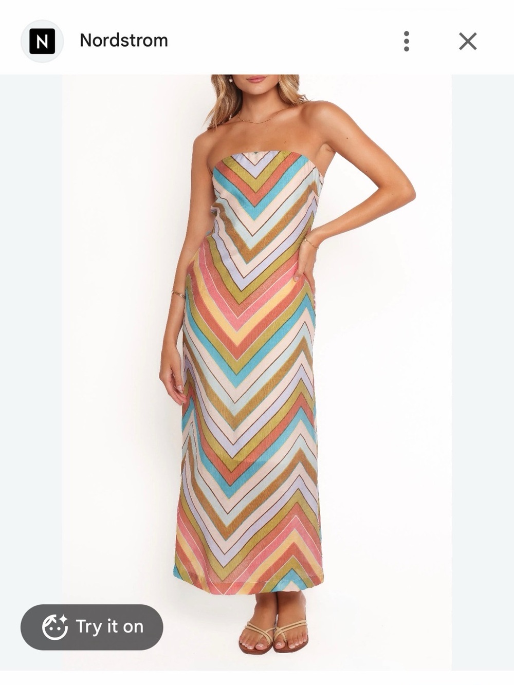 Petal & Pup Strapless Chevron Maxi Dress in Multicolor Pastels